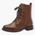 Brown Women's Lace-Up Boots with Block Heel