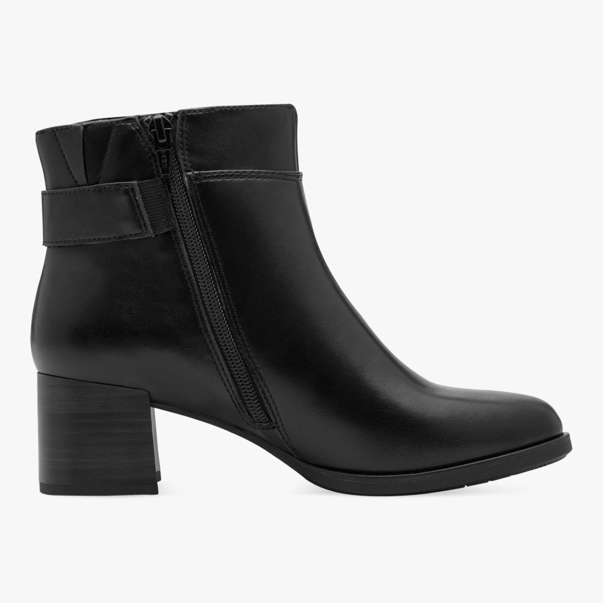 Jana Black Wide Fit Buckle Ankle Boots