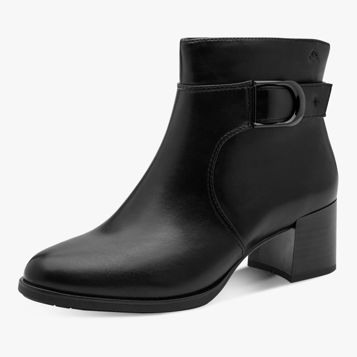 Jana Black Wide Fit Buckle Ankle Boots