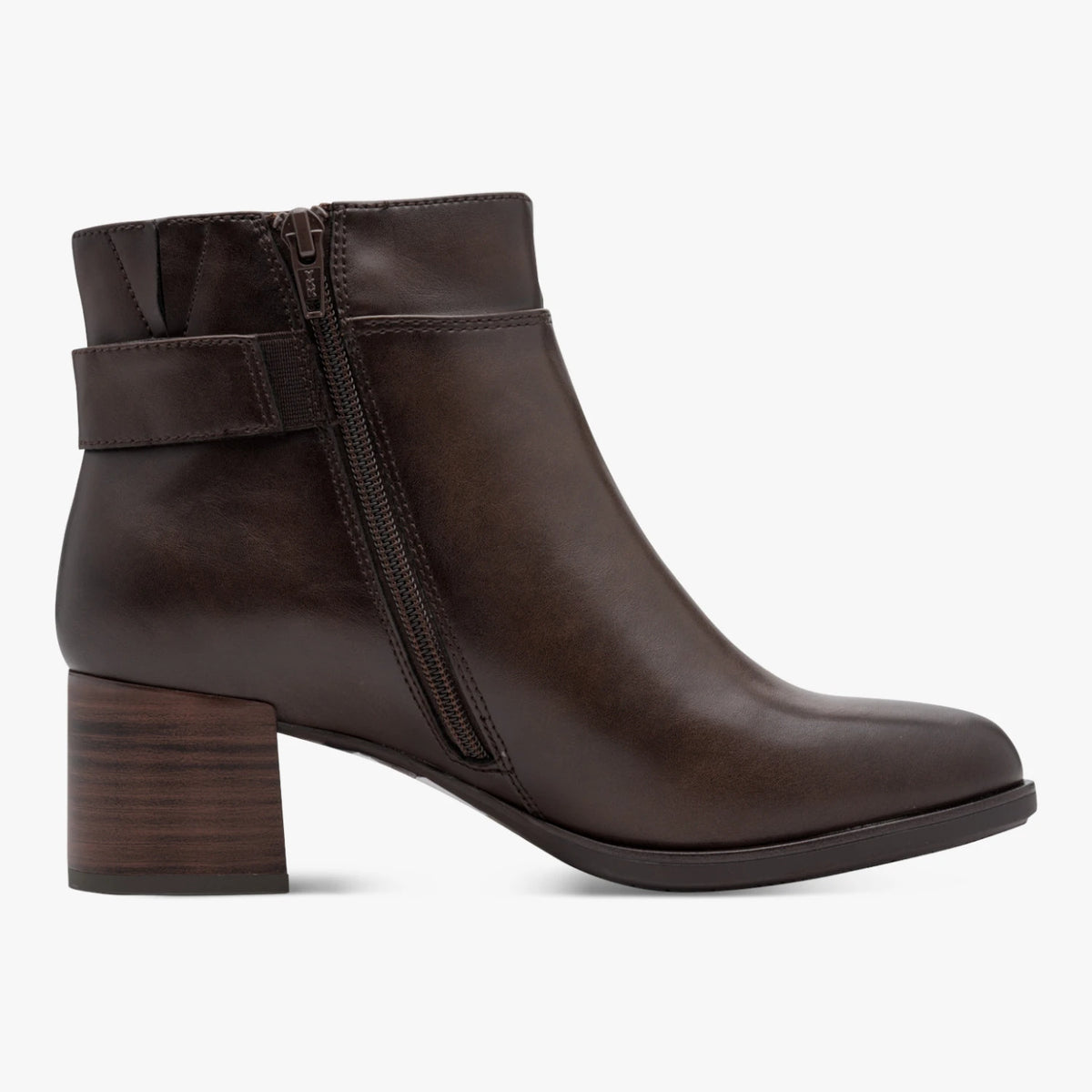 Jana Chocolate Brown Wide Fit Buckle Ankle Boots