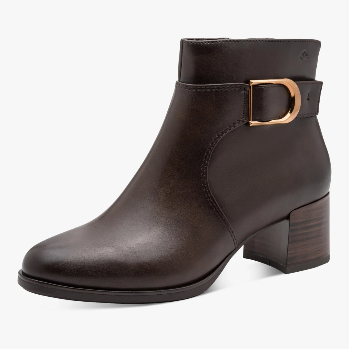 Jana Chocolate Brown Wide Fit Buckle Ankle Boots