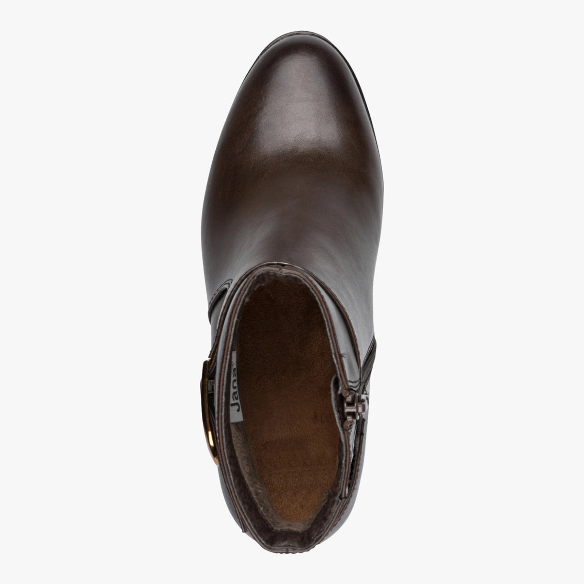 Jana Chocolate Brown Wide Fit Buckle Ankle Boots