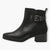 Jana Black Vegan Ankle Boots with Block Heel and Silver Buckle Detail