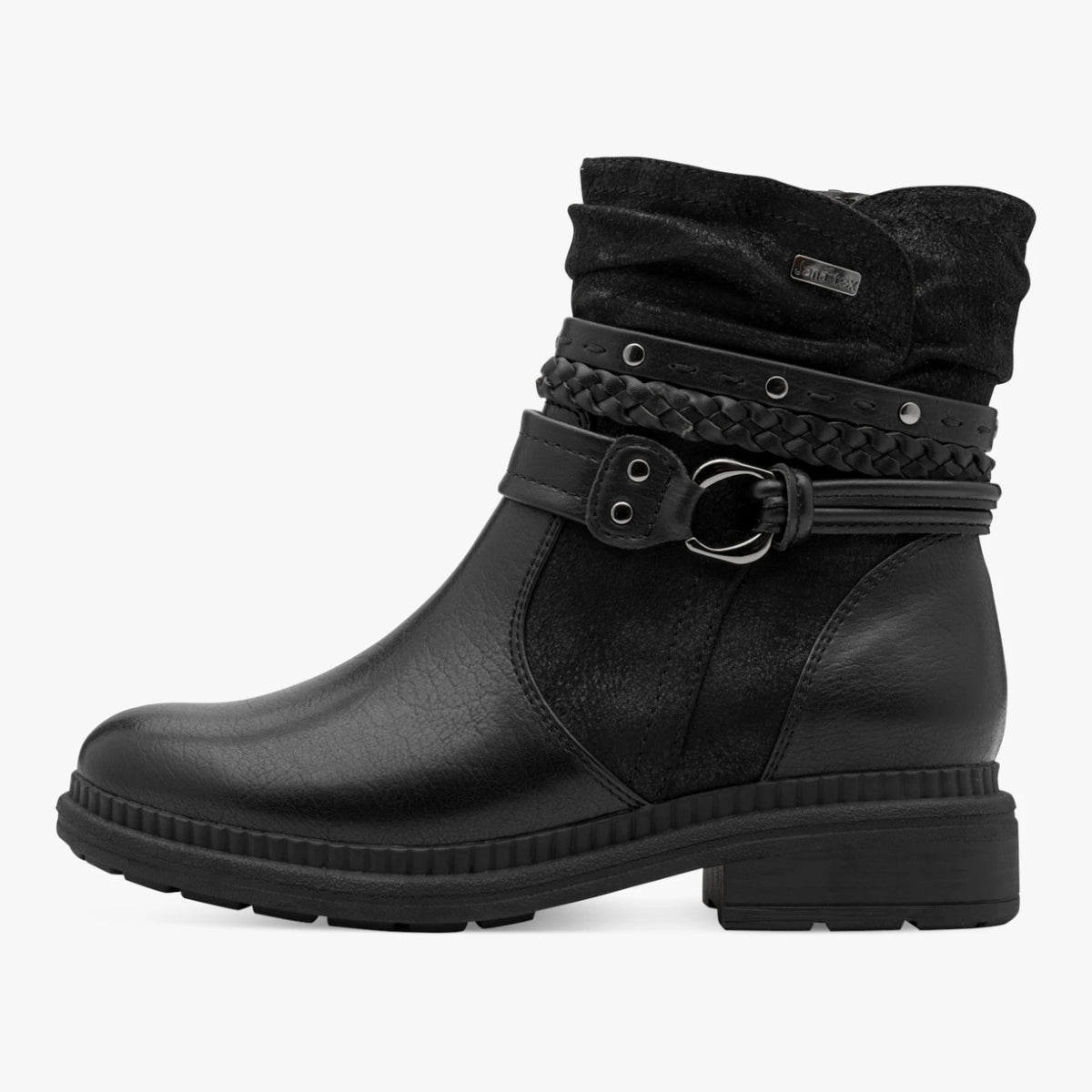 Jana Black Wide Fit TEX Strap Ankle Boots