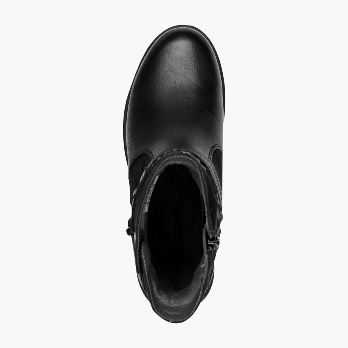 Jana TEX Black Vegan Boots with Decorative Straps - Leavys Shoes