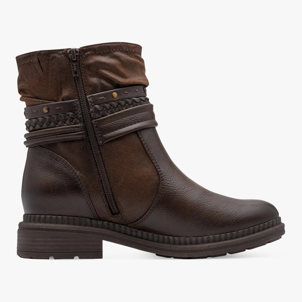 Jana Chocolate Brown Wide Fit TEX Strap Ankle Boots