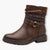 Jana Brown Vegan Boots with Chunky Sole and Chain Detail - Leavys Shoes