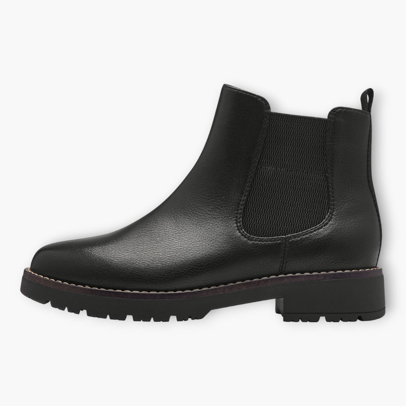 Jana Black Chelsea-Style Boots with Chunky Sole and Side Zip