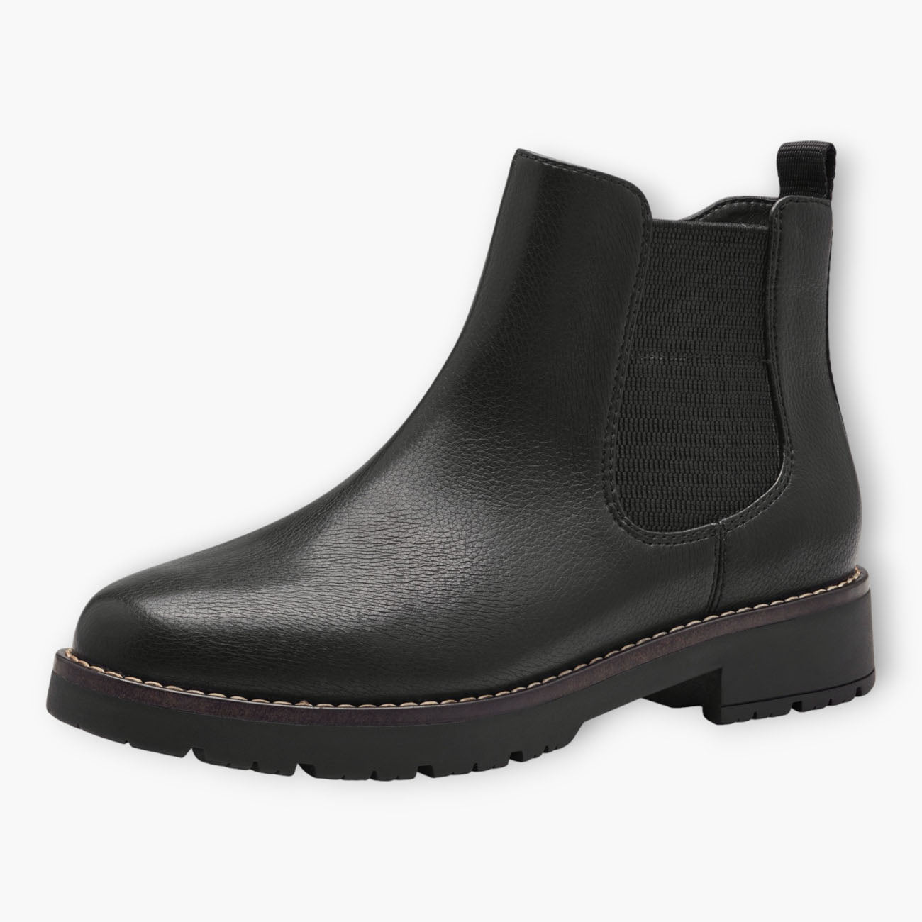 Jana Black Chelsea-Style Boots with Chunky Sole and Side Zip