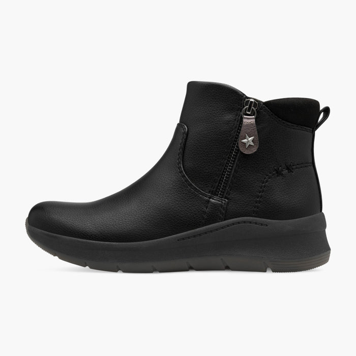 Jana Vegan Black Ankle Boots with Zipper & Removable Sock - Leavys Shoes