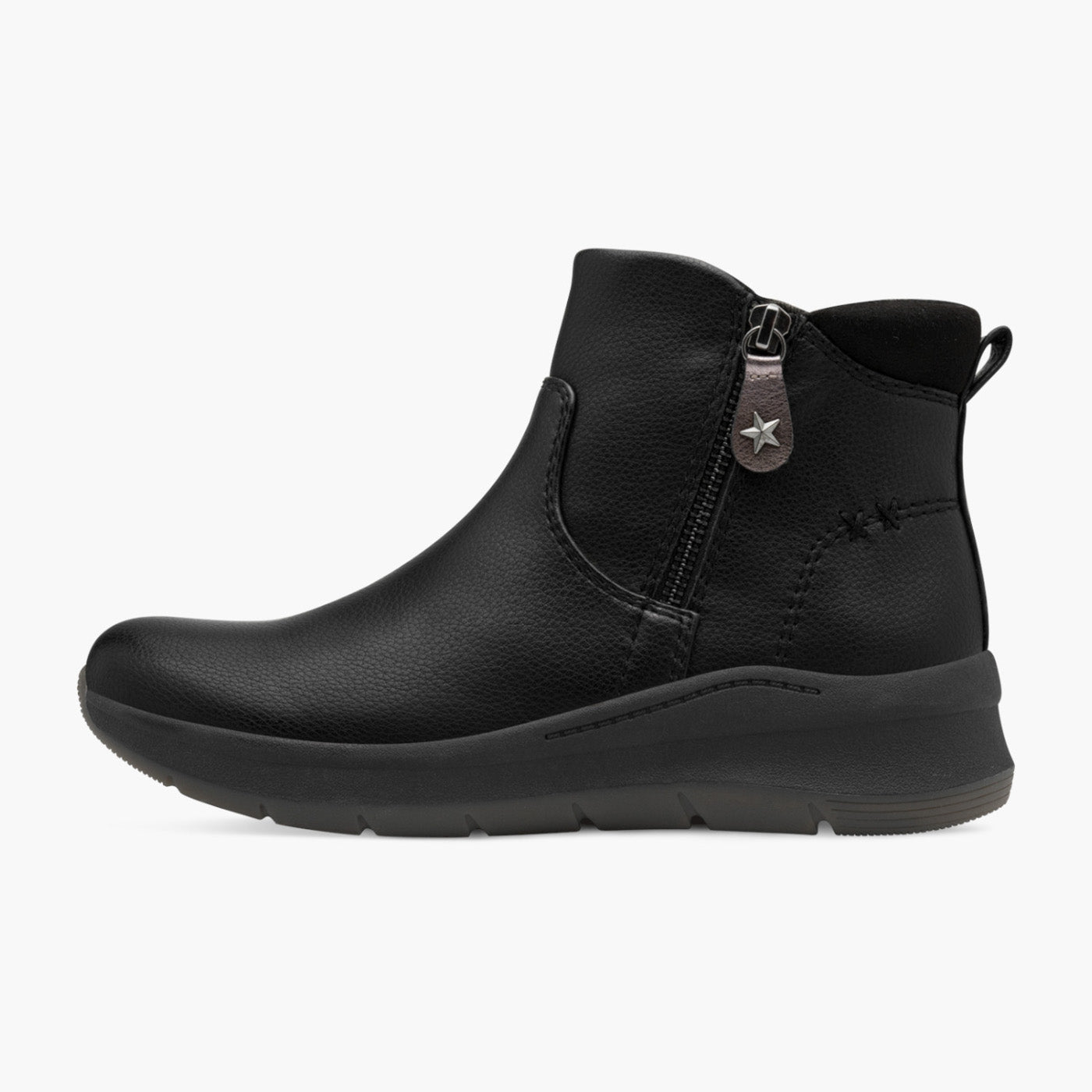 Jana Vegan Black Ankle Boots with Zipper & Removable Sock - Leavys Shoes