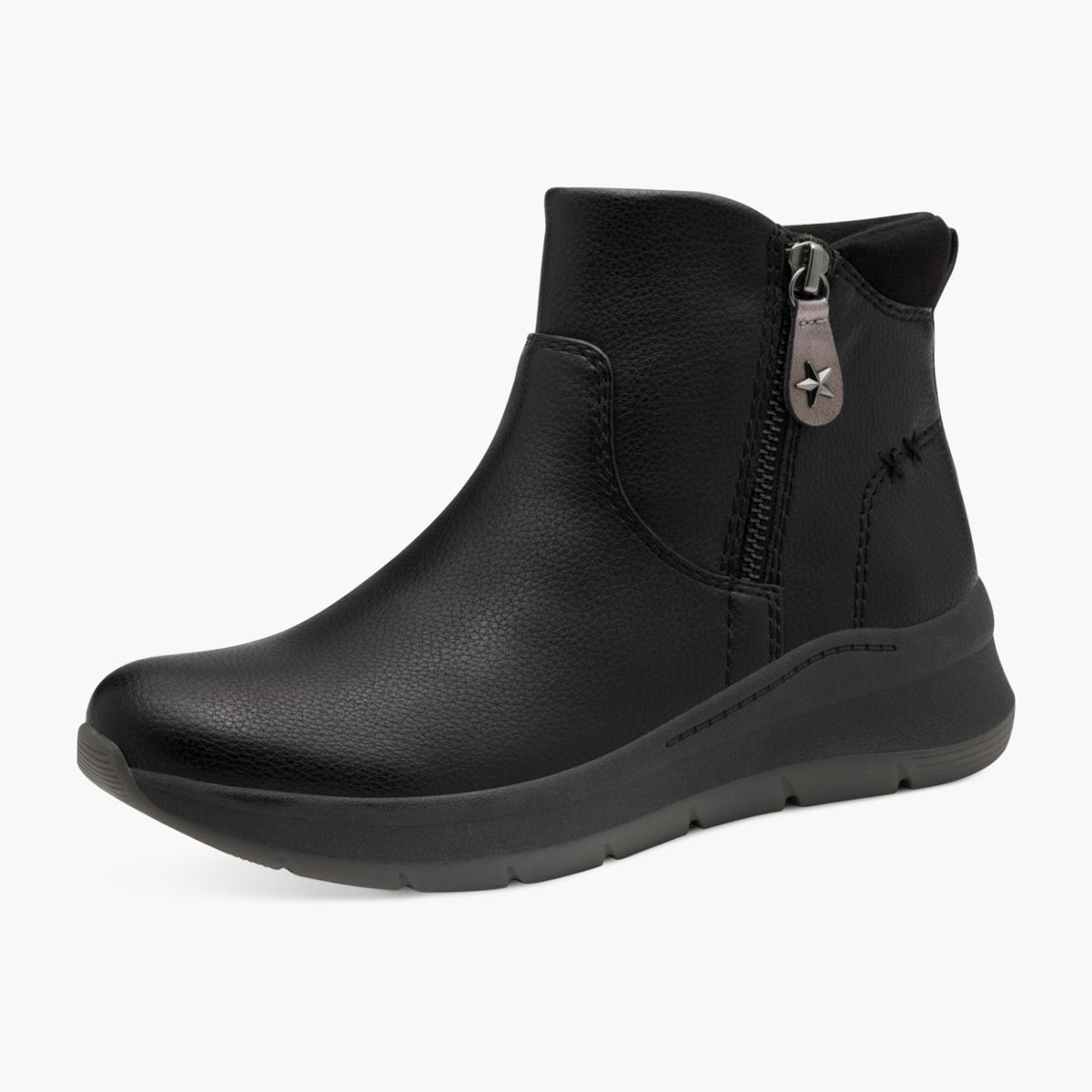 Jana Vegan Black Ankle Boots with Zipper & Removable Sock - Leavys Shoes
