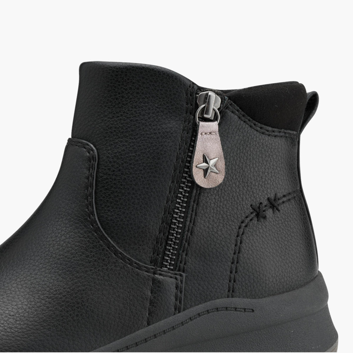 Jana Vegan Black Ankle Boots with Zipper & Removable Sock - Leavys Shoes