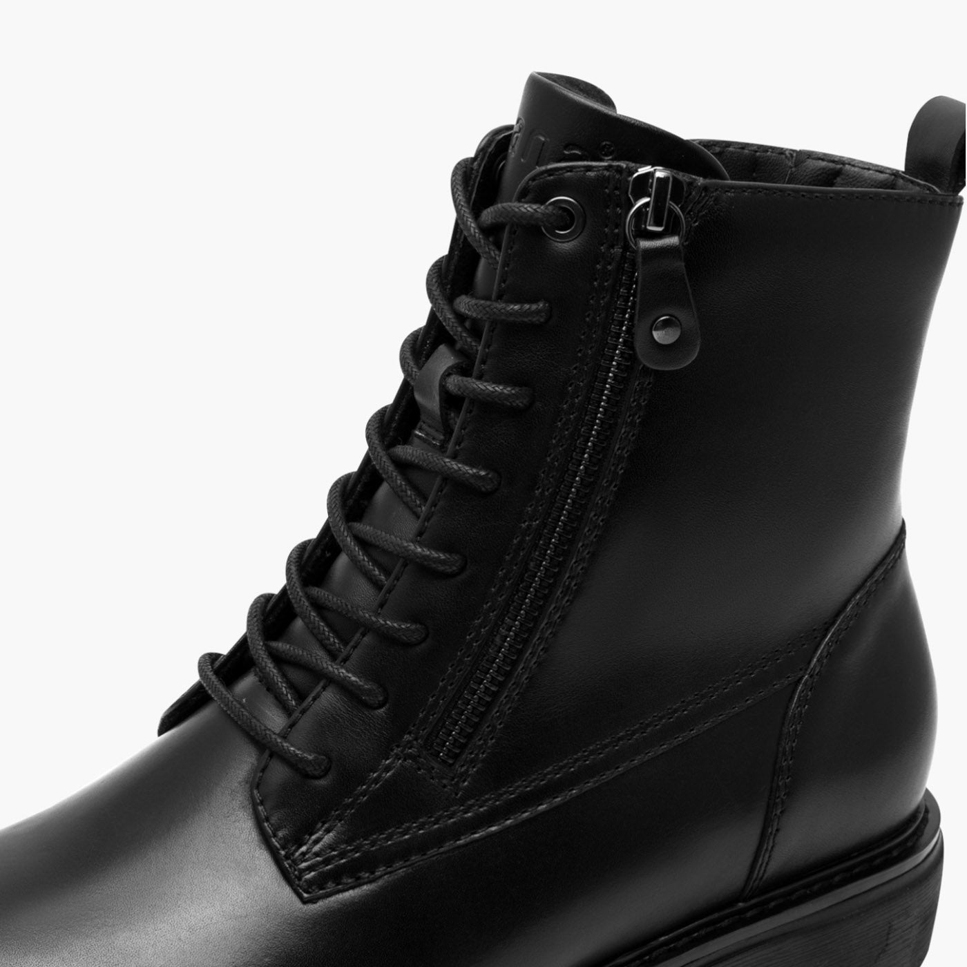 Jana Black Lace-Up Vegan Ankle Boots with Zip & 30mm Heel - Leavys Shoes