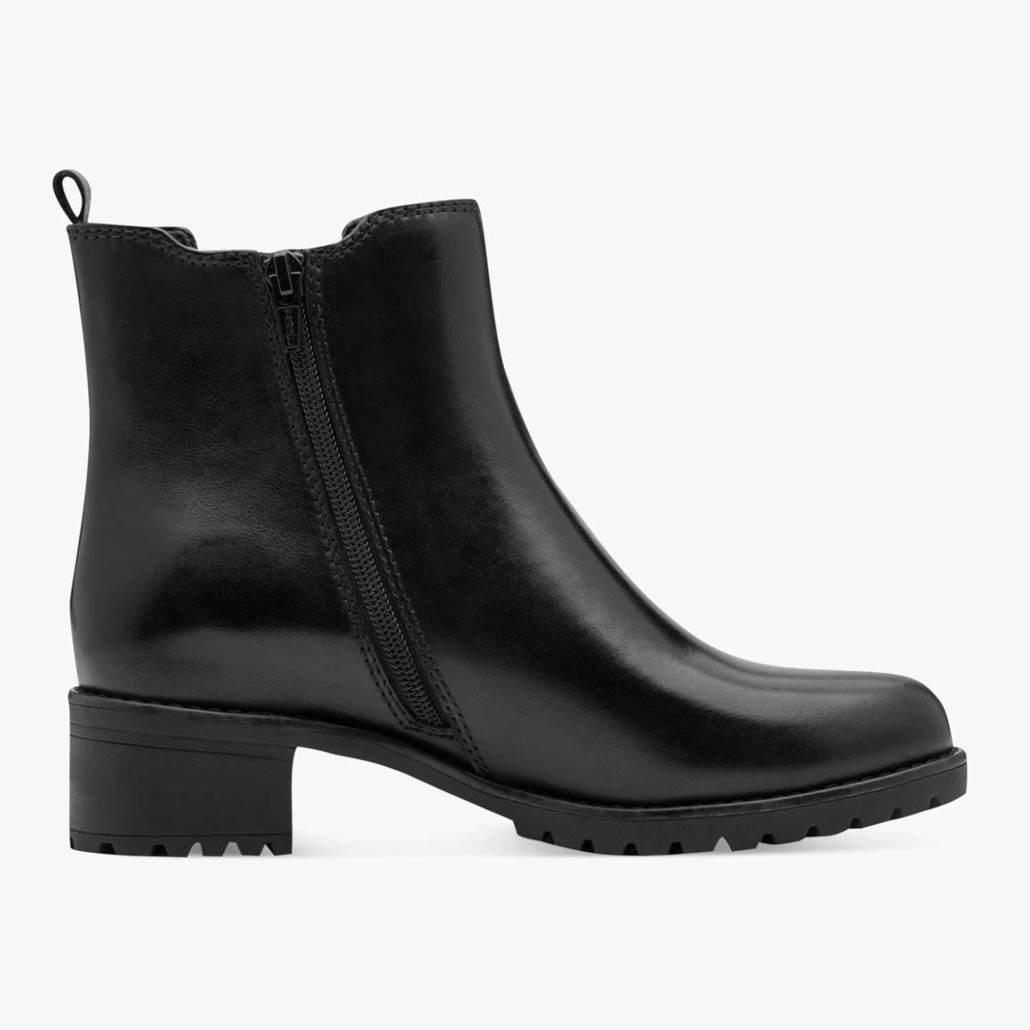 Jana Black Leather Wide Fit Chelsea Ankle Boots