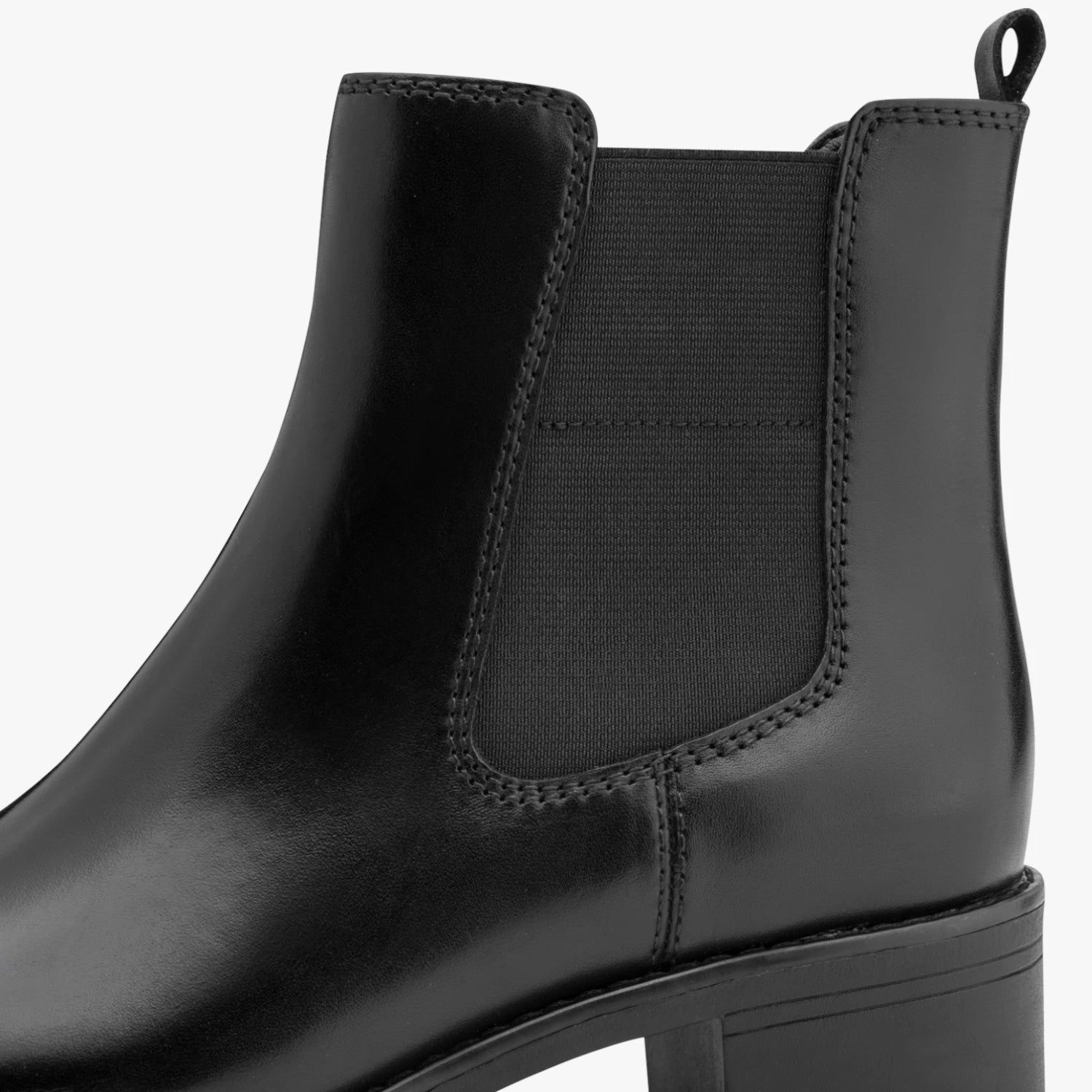 Jana Black Leather Wide Fit Chelsea Ankle Boots