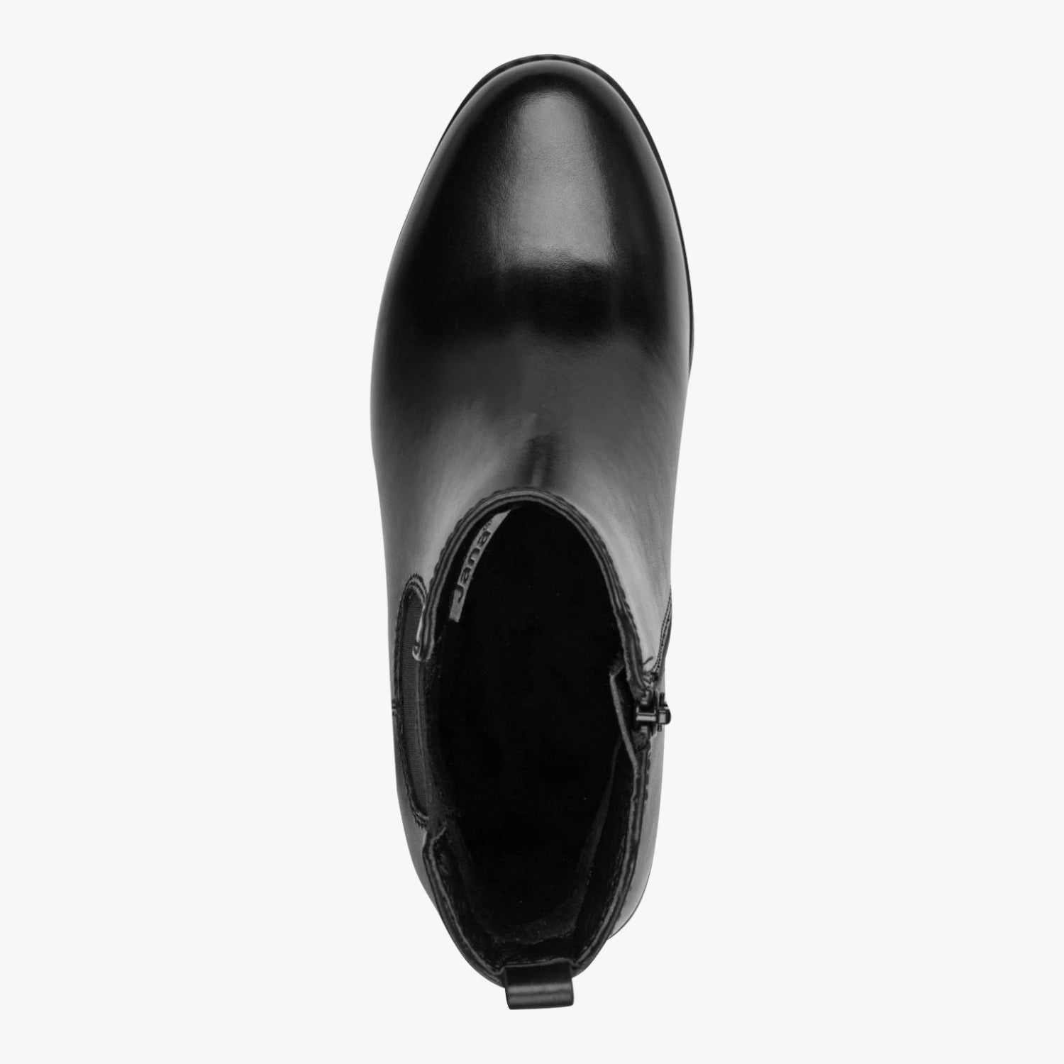 Jana Black Leather Wide Fit Chelsea Ankle Boots