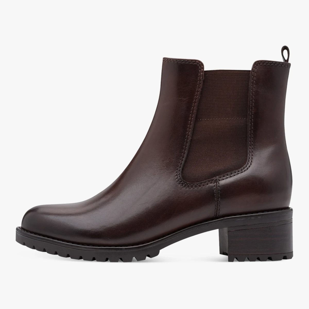 Jana Chocolate Brown Leather Wide Fit Chelsea Ankle Boots