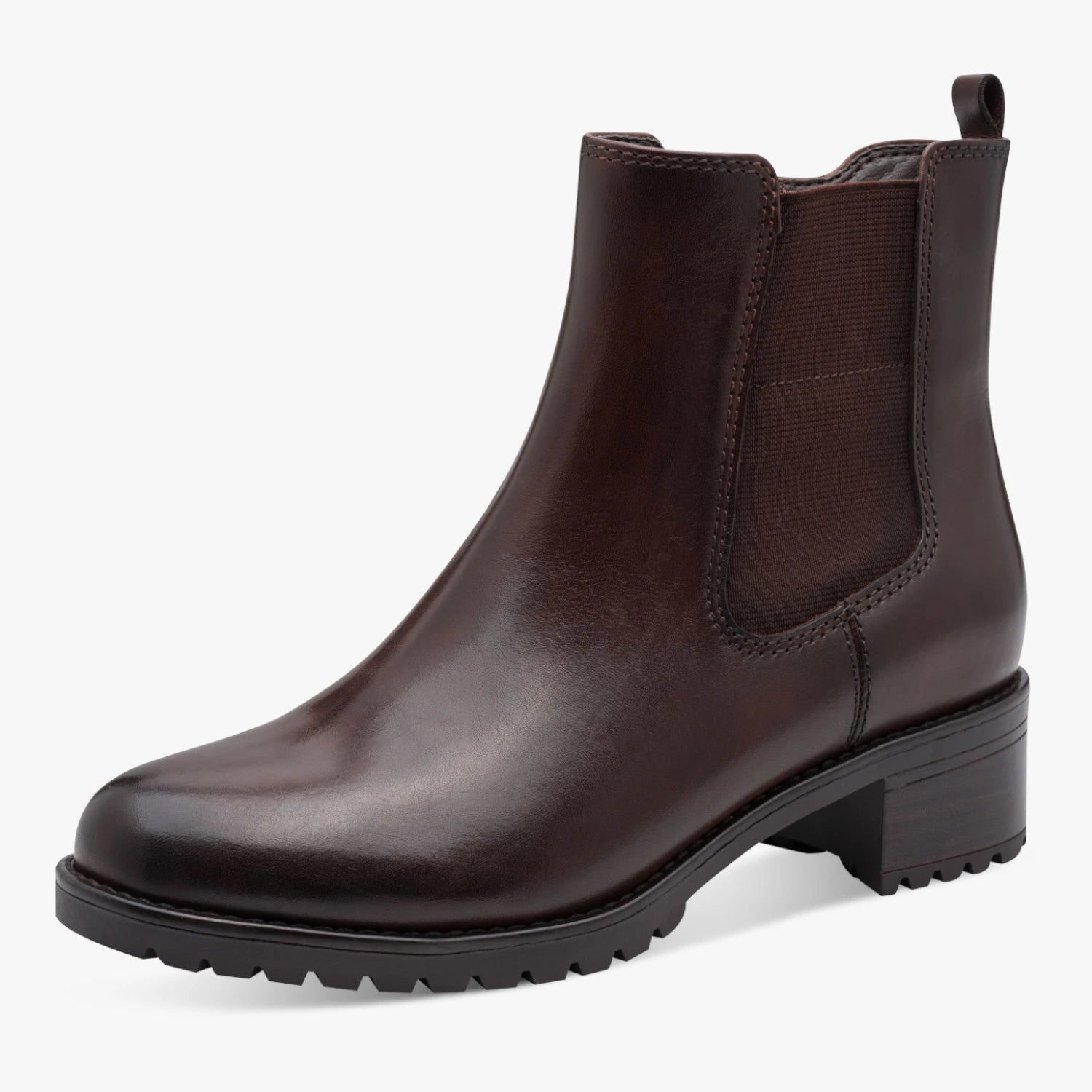 Jana Chocolate Brown Leather Wide Fit Chelsea Ankle Boots