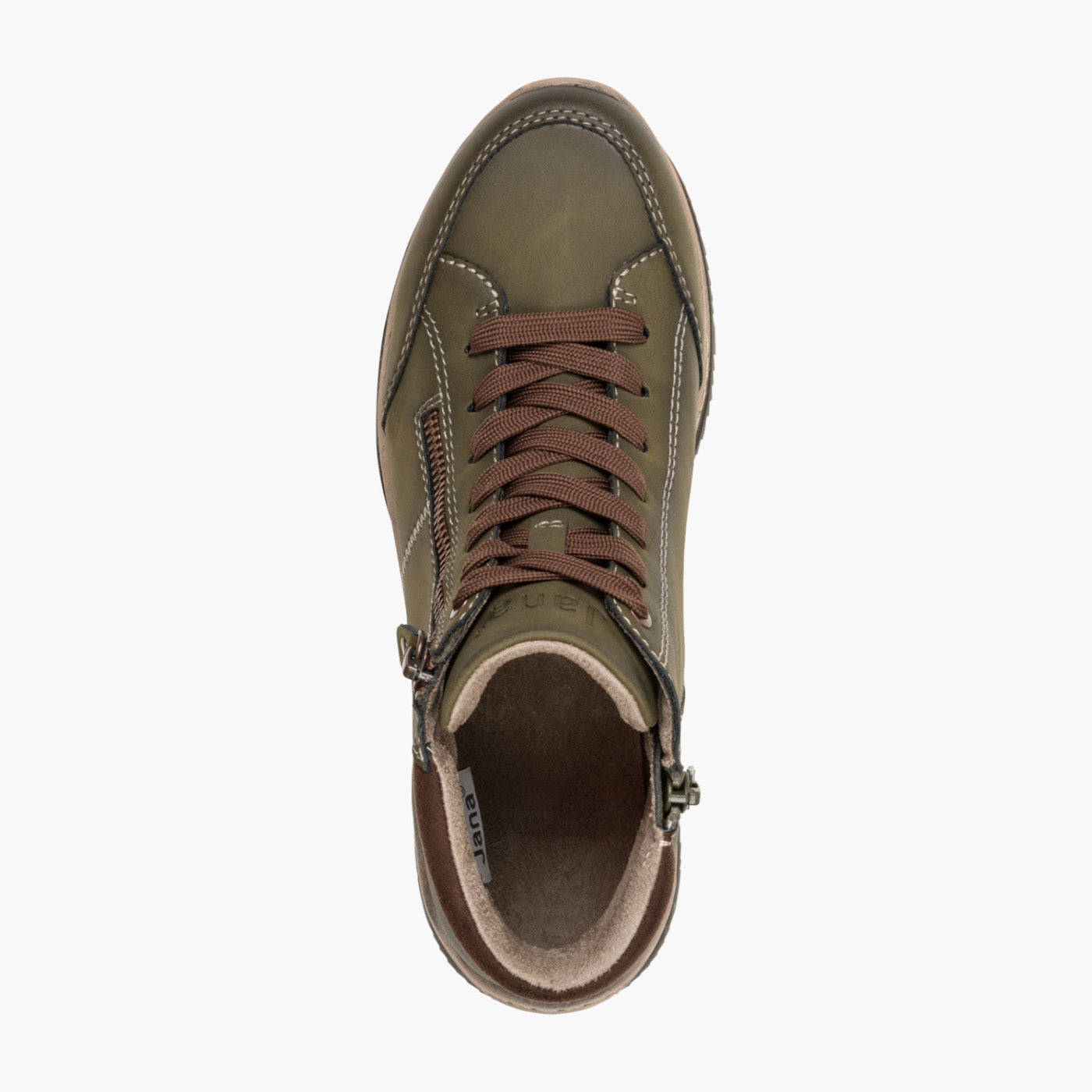 Jana Vegan TEX Green Lace-Up Ankle Boot with Zippers - Leavys Shoes