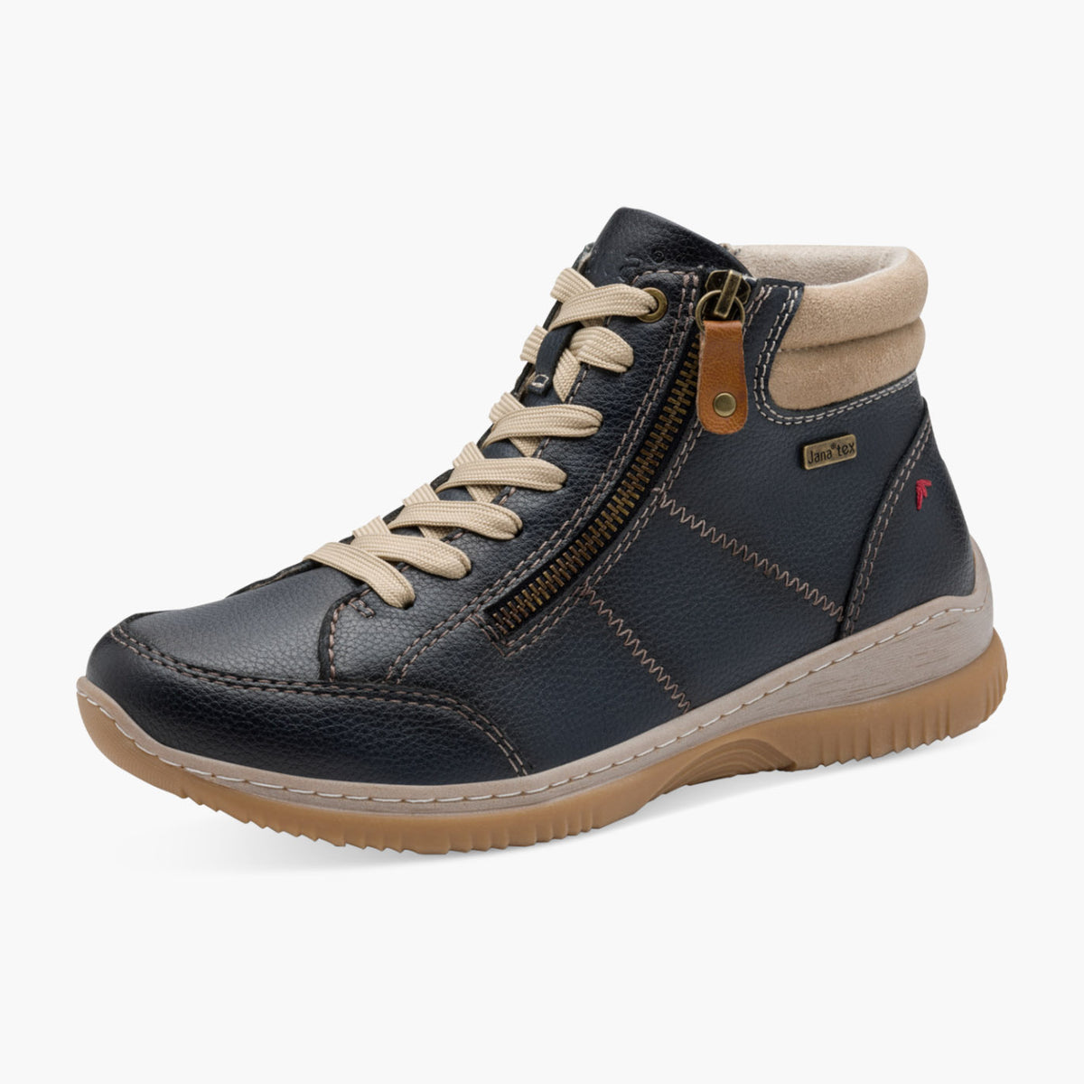 Jana TEX Vegan Navy Casual Boots with Beige Accents - Leavys Shoes