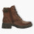 Brown Vegan Water-Resistant Ankle Boots with Laces & Zip - Leavys Shoes