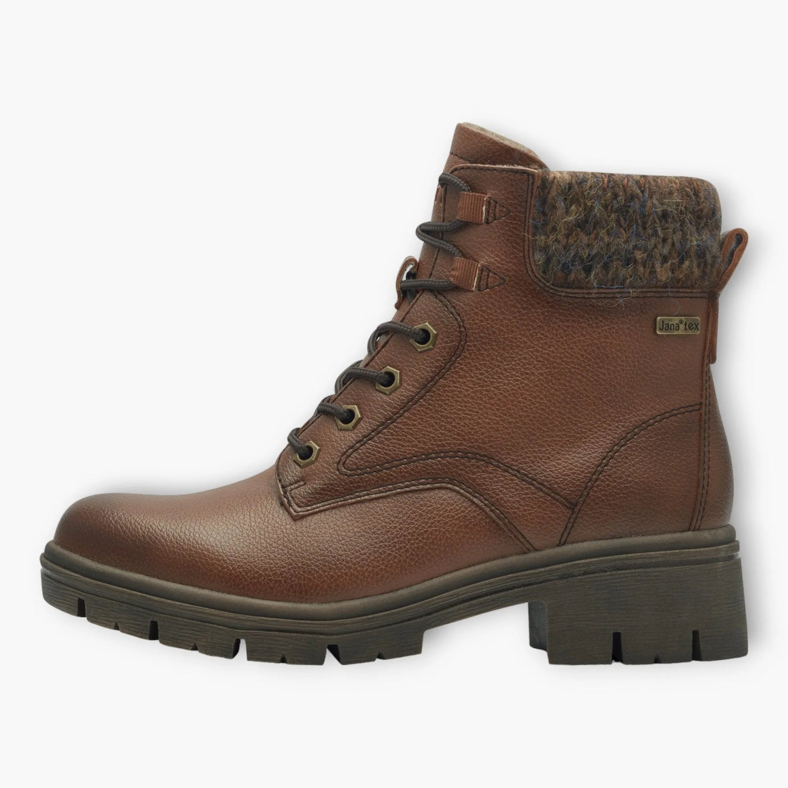 Brown Vegan Water-Resistant Ankle Boots with Laces & Zip