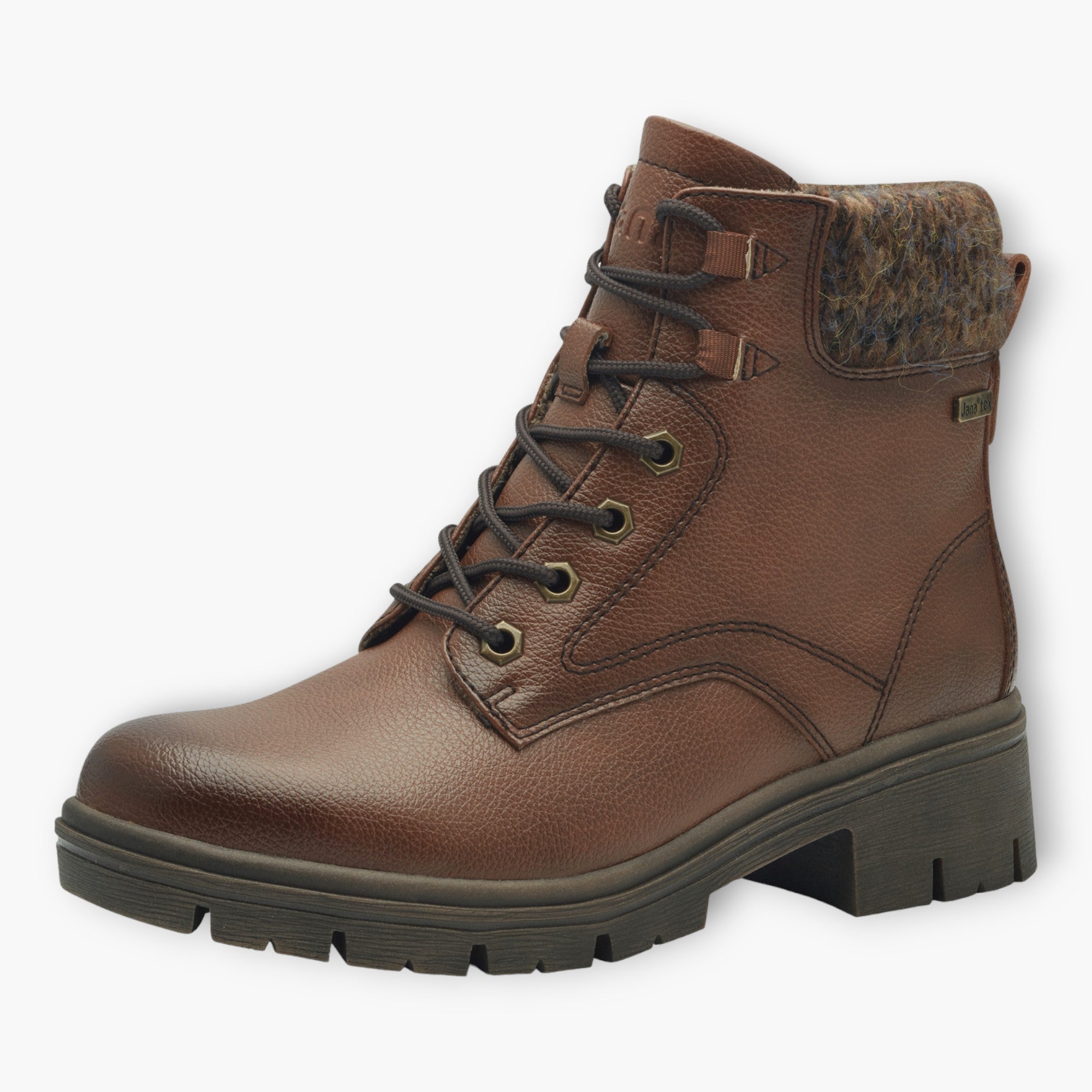 Brown Vegan Water-Resistant Ankle Boots with Laces & Zip - Leavys Shoes