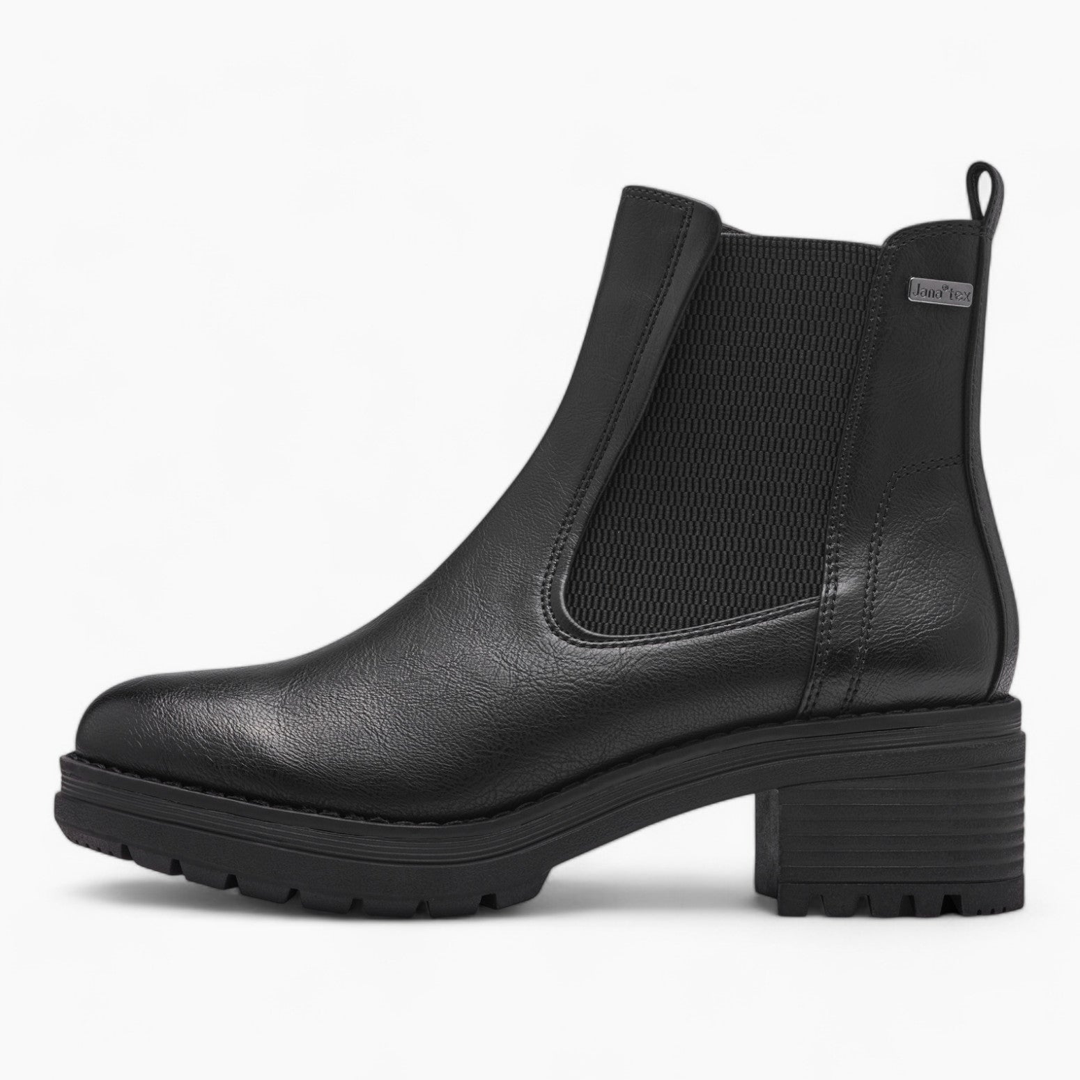 Black Women's Ankle Boots with Chunky Sole and Block Heel