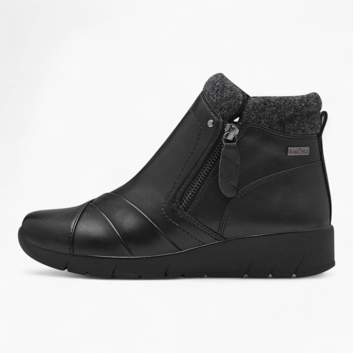 Jana Women's Black Water-Resistant Ankle Boots