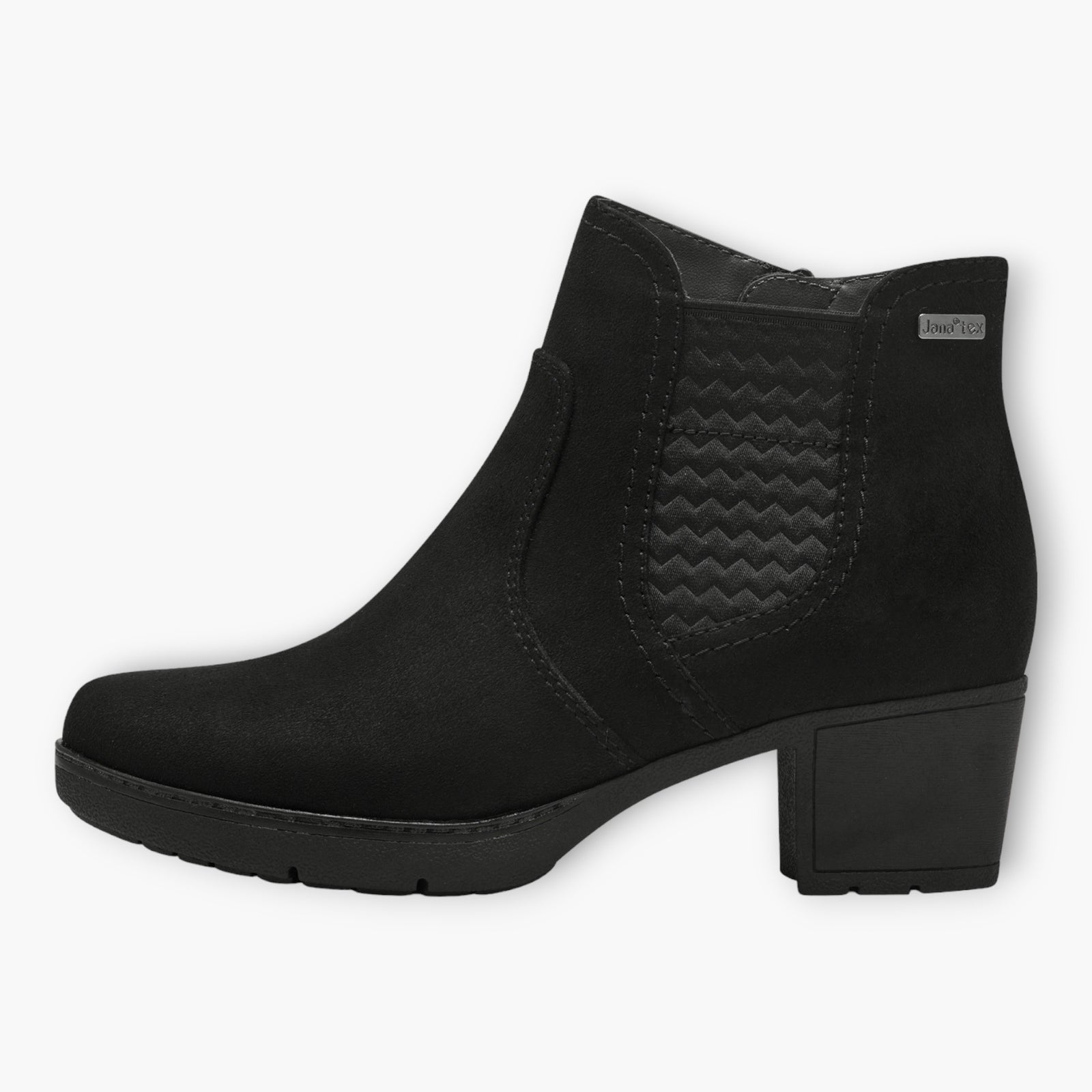 Black Women's Faux Suede Ankle Boots with Block Heel