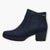 Navy Women's Faux Suede Ankle Boots with Block Heel