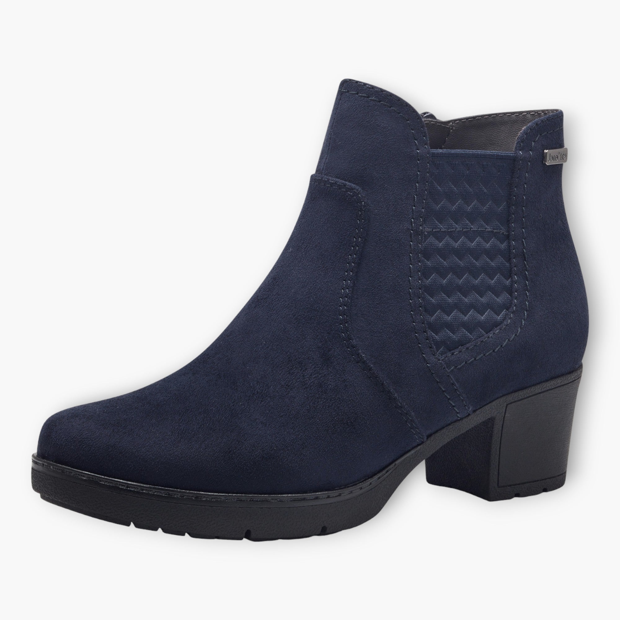 Navy Women's Faux Suede Ankle Boots with Block Heel