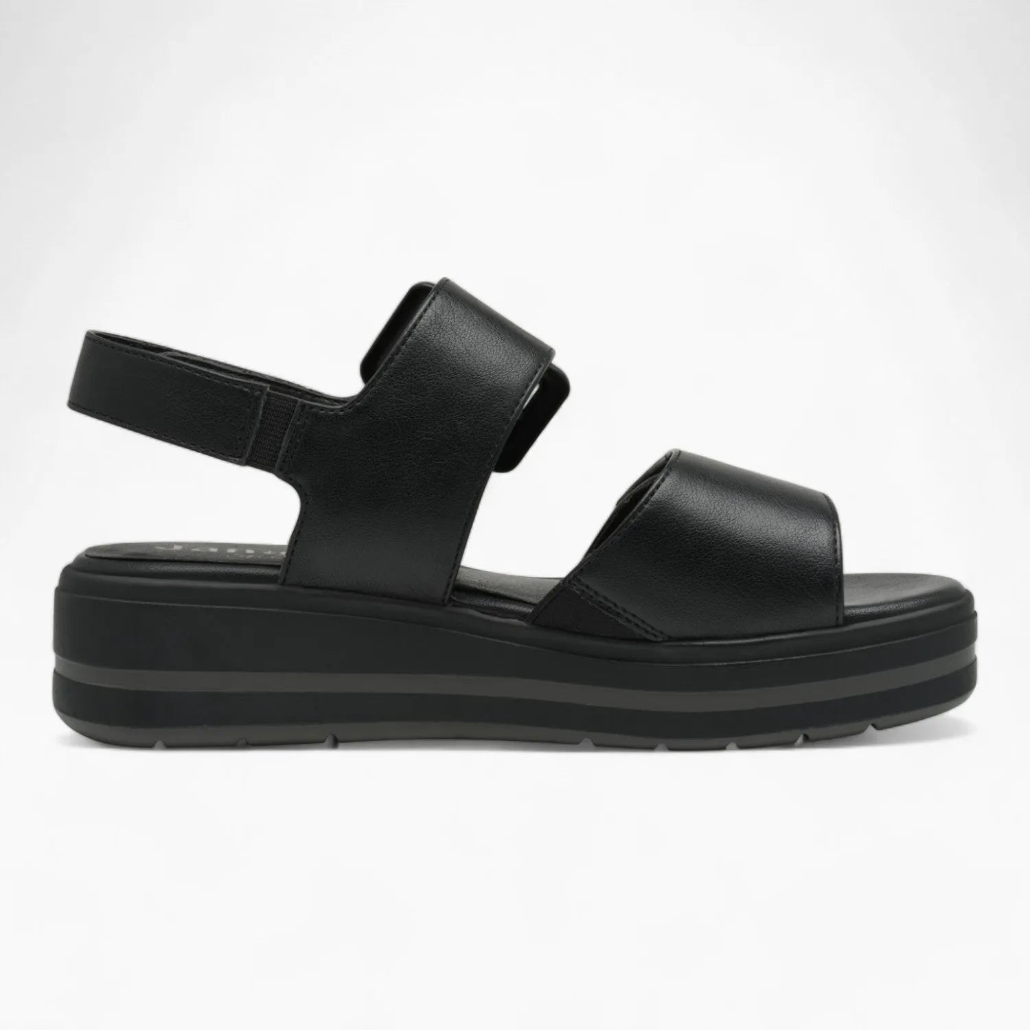 Jana Softline Black Summer Sandal – Wide Fit & Trendy Buckle Design - Leavys Shoes