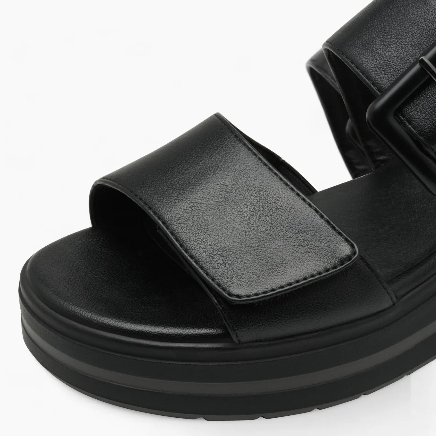 Jana Softline Black Summer Sandal – Wide Fit & Trendy Buckle Design - Leavys Shoes