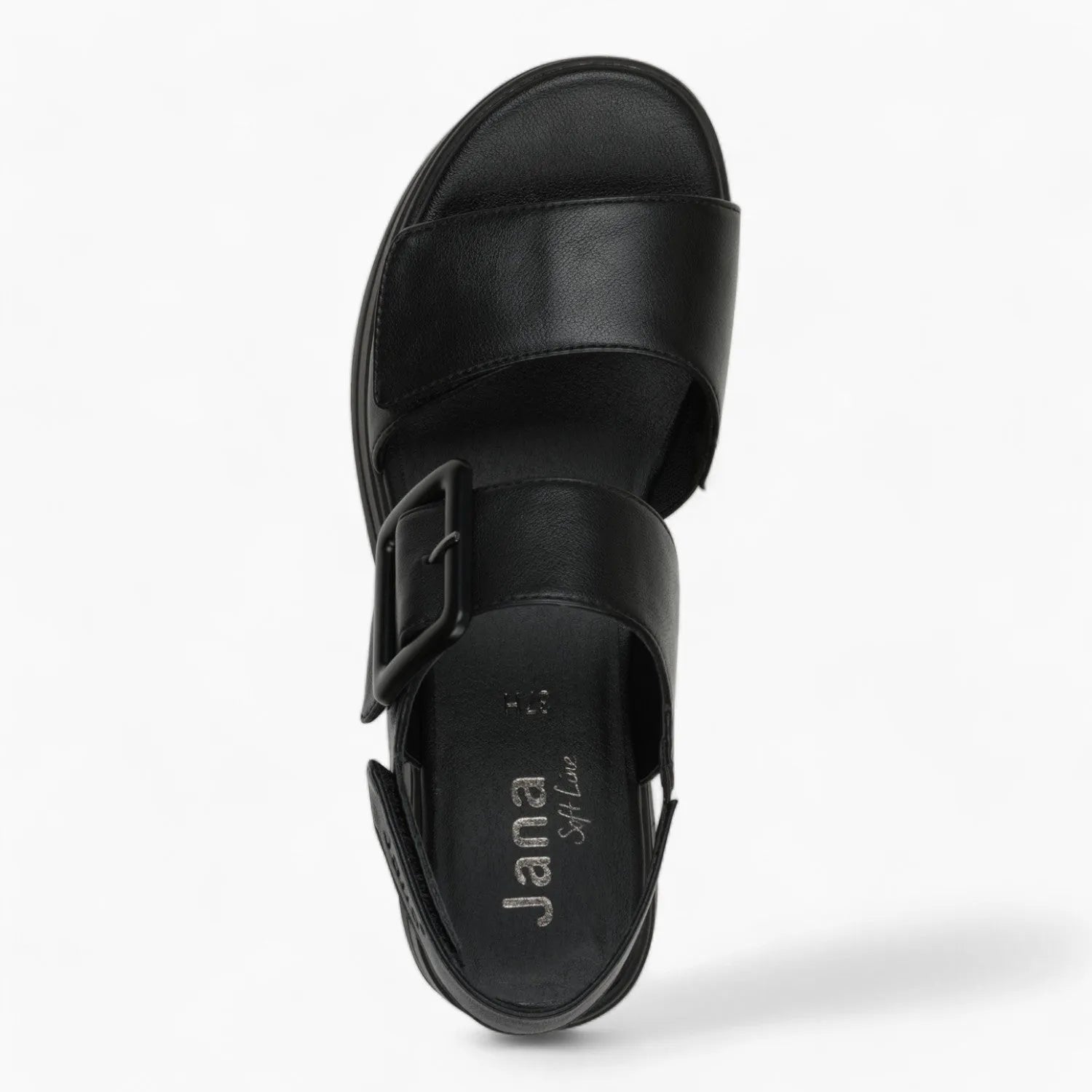 Jana Softline Black Summer Sandal – Wide Fit & Trendy Buckle Design - Leavys Shoes