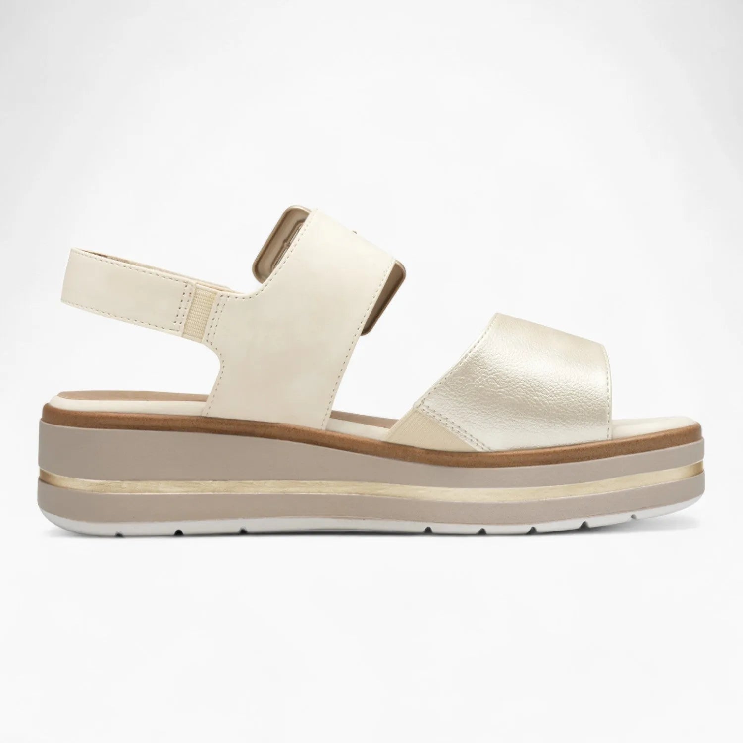 Jana Softline Gold Summer Sandal – Wide Fit & Elegant Buckle Design - Leavys Shoes