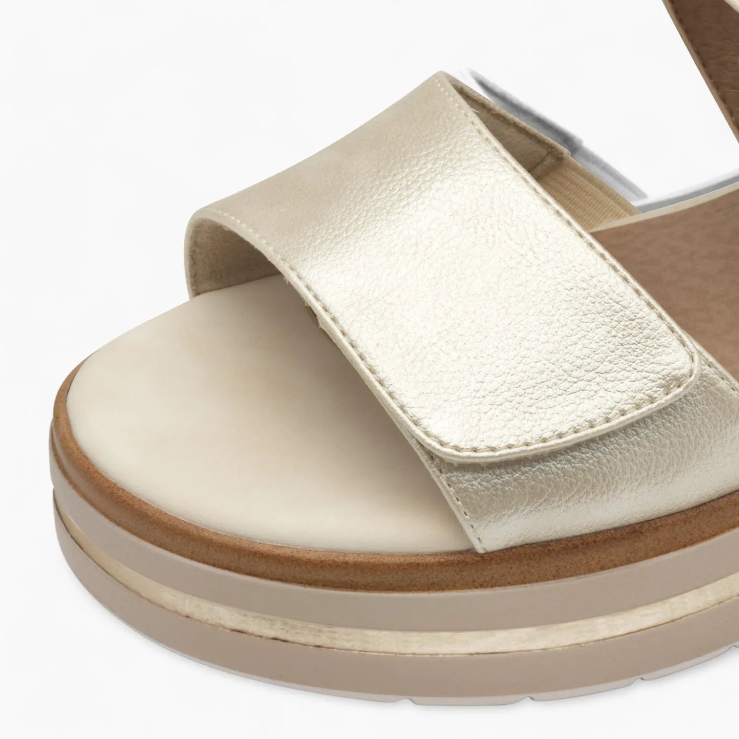 Jana Softline Gold Summer Sandal – Wide Fit & Elegant Buckle Design - Leavys Shoes