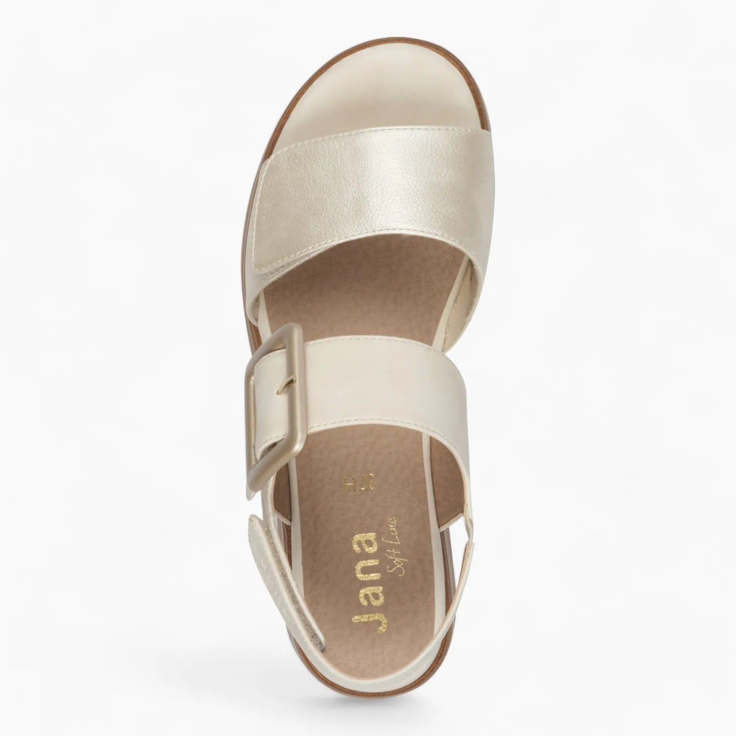 Jana Softline Gold Summer Sandal – Wide Fit & Elegant Buckle Design - Leavys Shoes