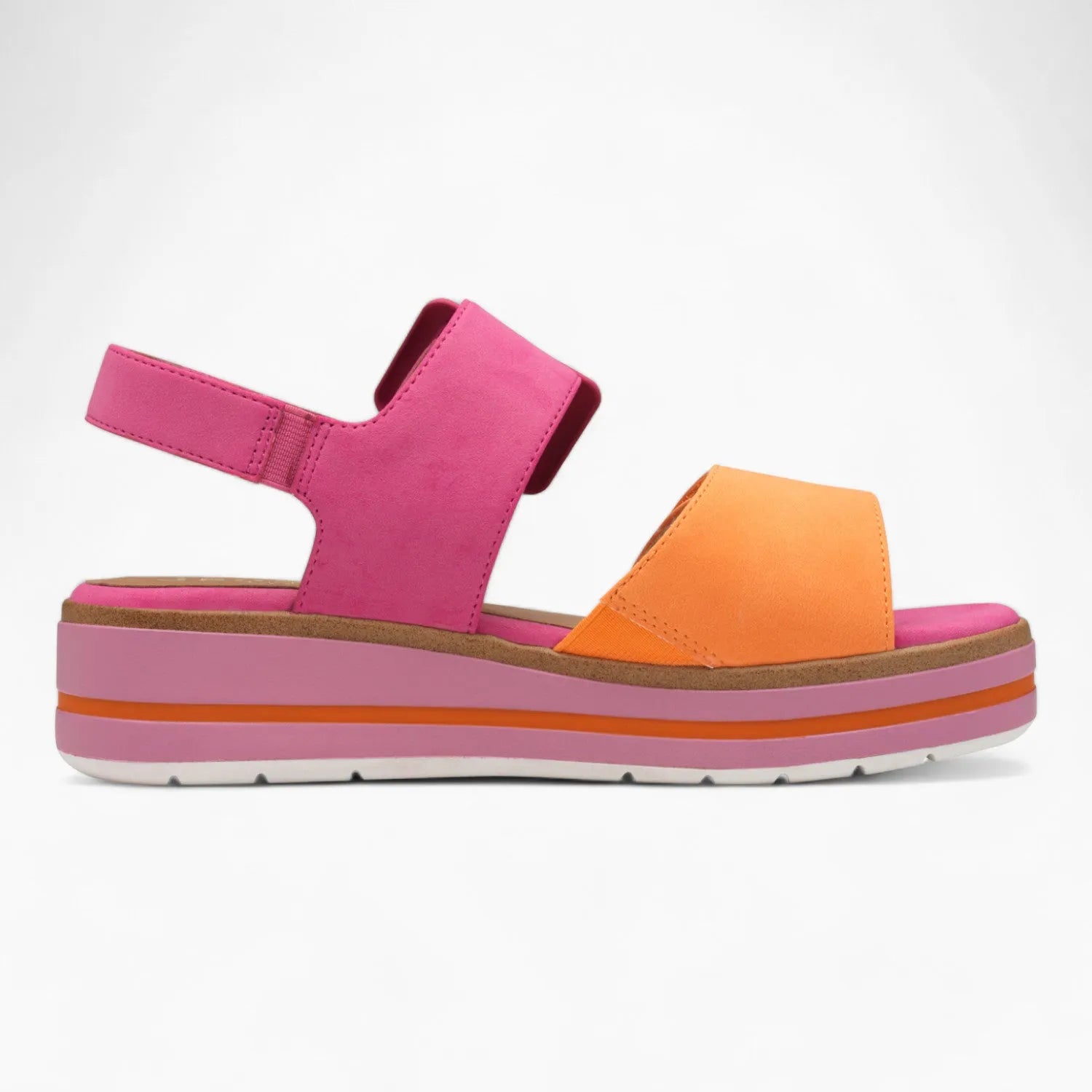 Jana Softline Fuchsia and Orange Sandal – Wide Fit & Bold Matte Design - Leavys Shoes