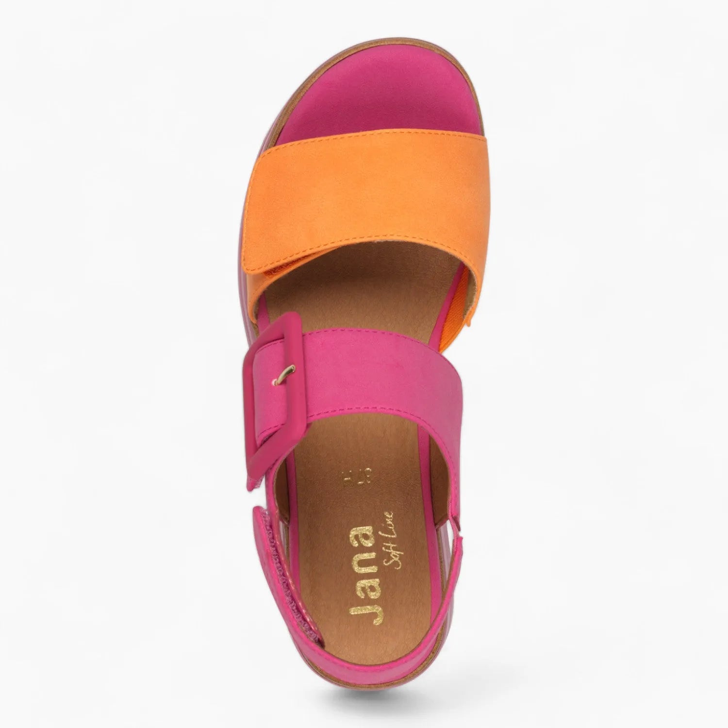 Jana Softline Fuchsia and Orange Sandal – Wide Fit & Bold Matte Design - Leavys Shoes