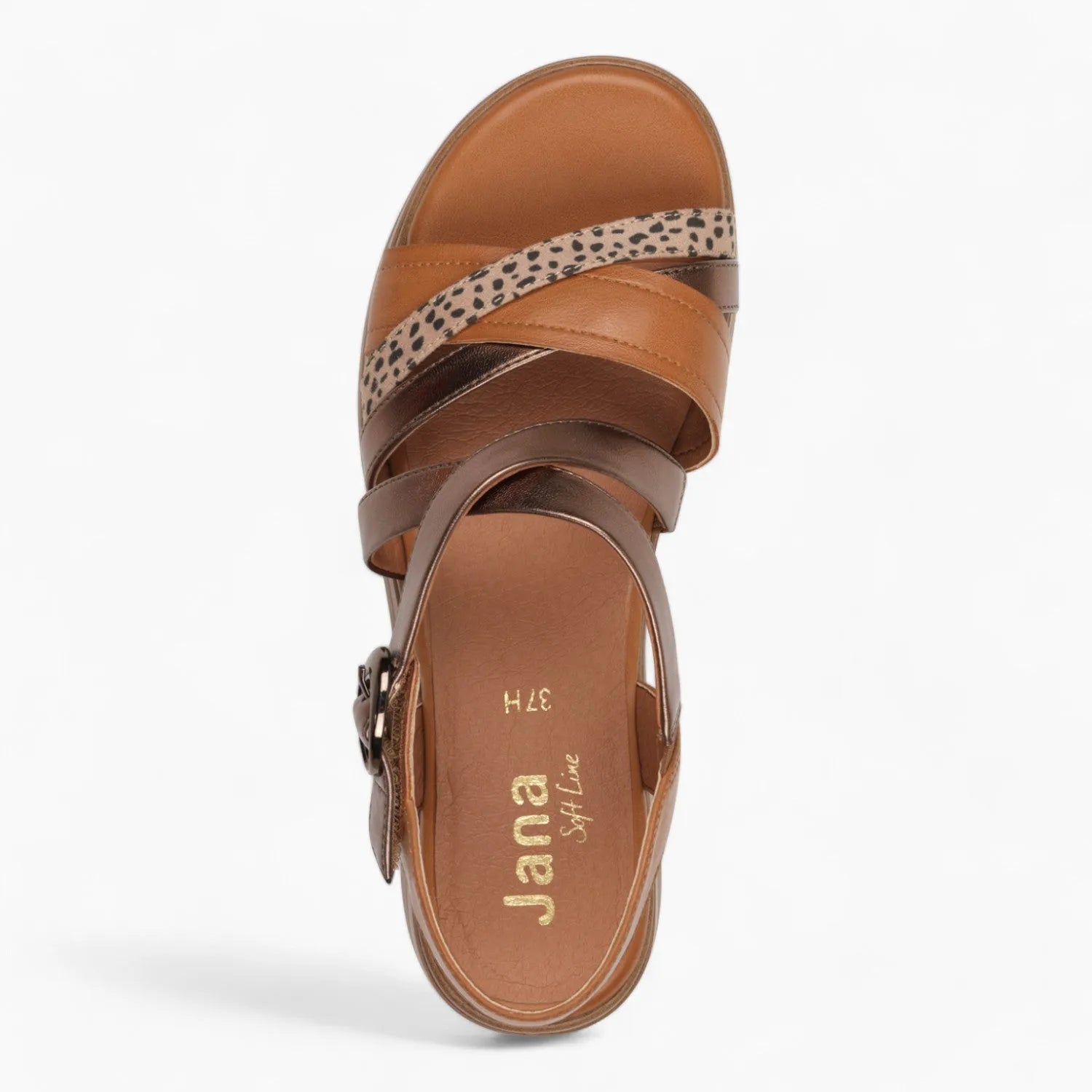 Jana Softline Tan Summer Sandals – Leopard Print & Wide Fit - Leavys Shoes