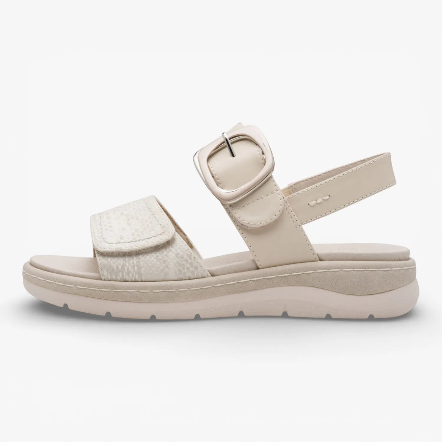 Jana Softline Ivory & Beige Comfort Sandals (Wide Fit H) | Leavys