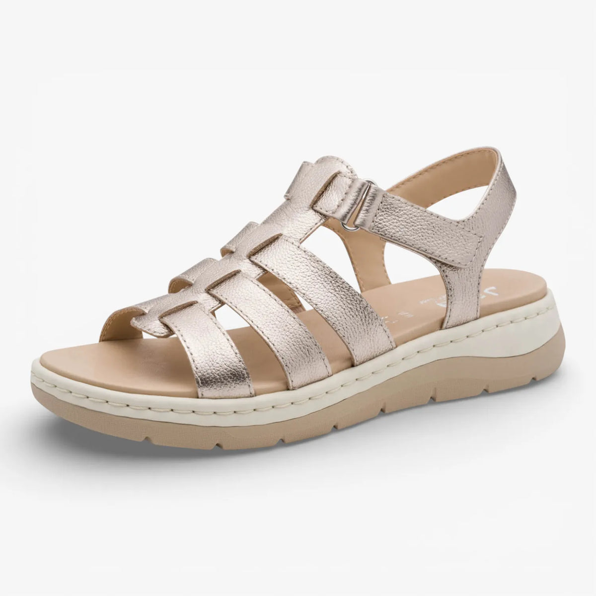 Jana Softline Leather Champagne Sandal (Wide Fit H) – 8-28710-46 954