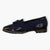 Jana Navy Brogue-Style Slip-On Loafers with Brown Side Sole - Leavys Shoes