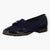 Jana Navy Brogue-Style Slip-On Loafers with Brown Side Sole