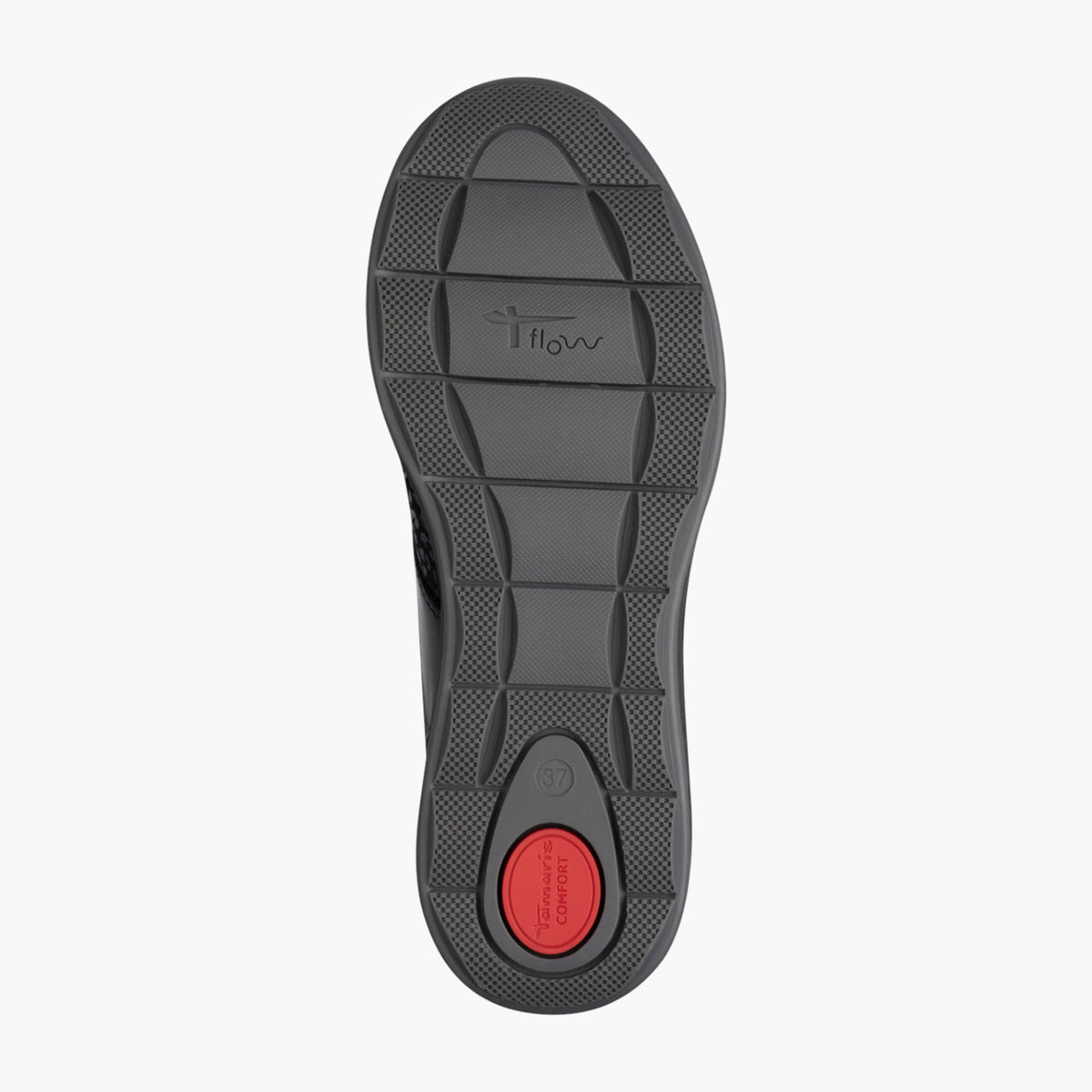 Tamaris Comfort Black Trainer with Animal Print & Side Zip - Leavys Shoes