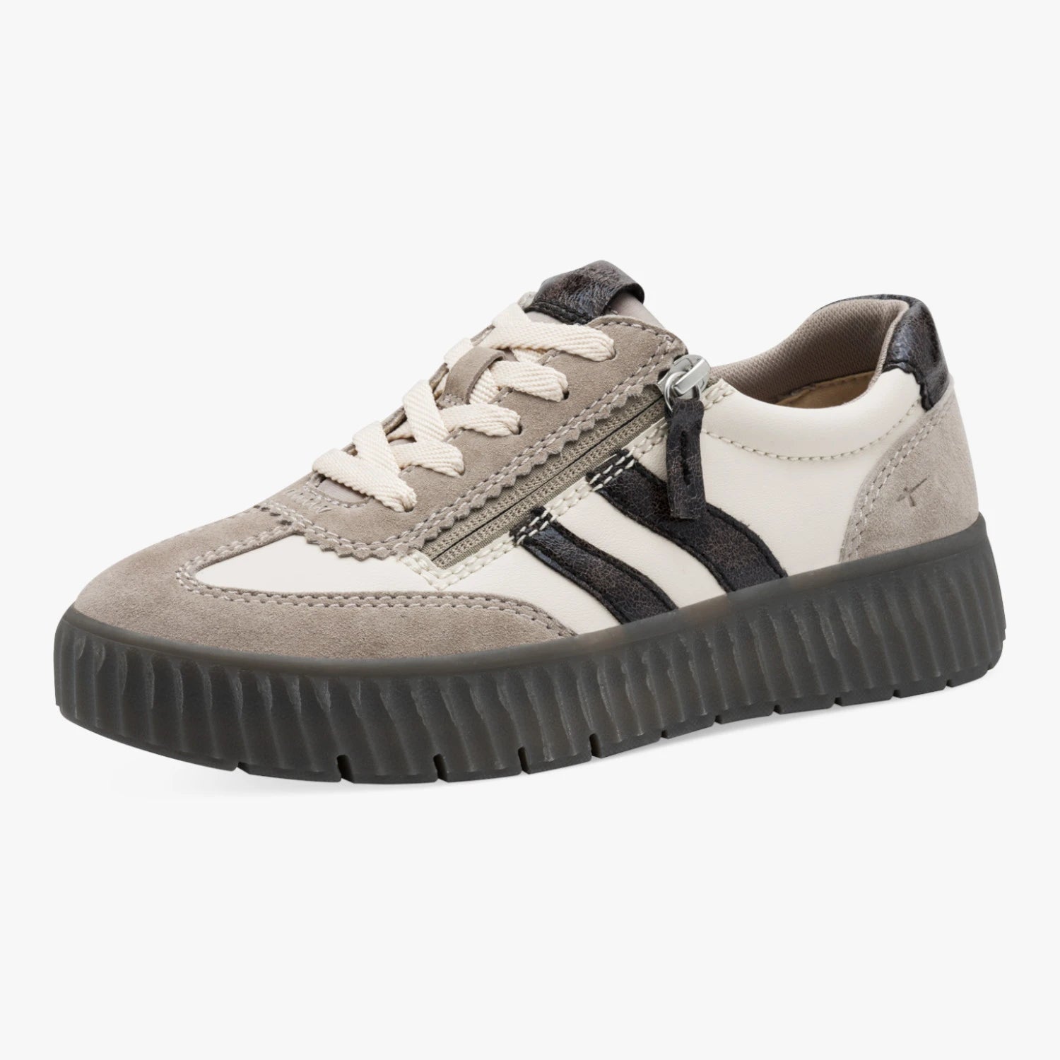 Tamaris Comfort Light Grey Wide Fit Platform Trainers