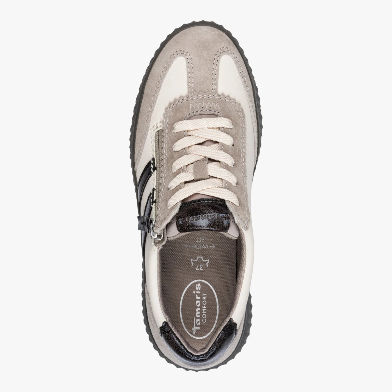 Tamaris Comfort Light Grey Wide Fit Platform Trainers