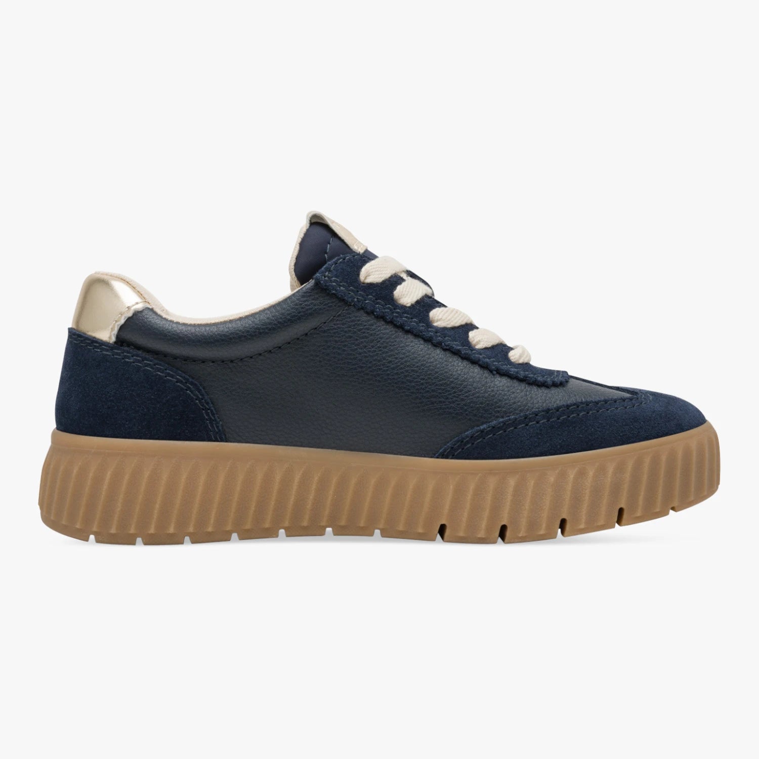 Tamaris Comfort Navy Gold Wide Fit Trainers